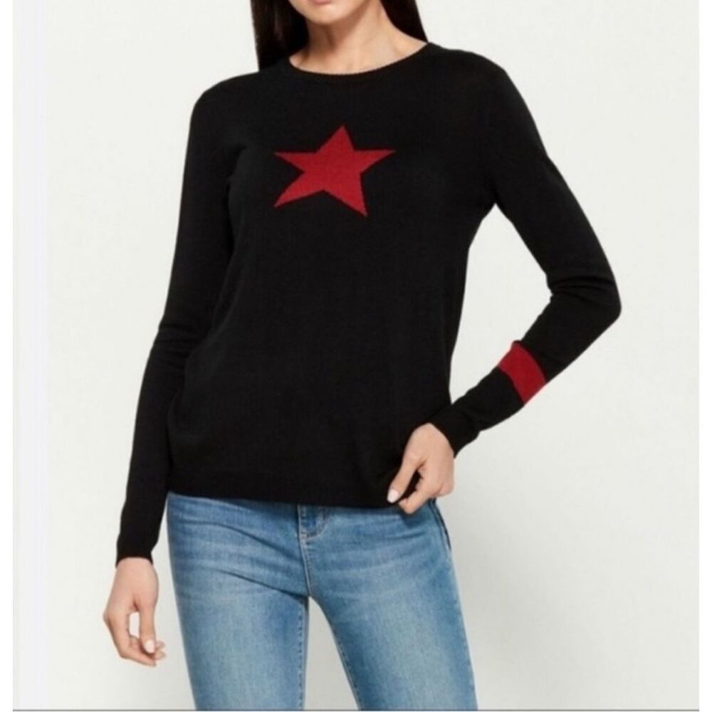 Magashoni Cashmere Blend Black & Red Star Sweater Size M